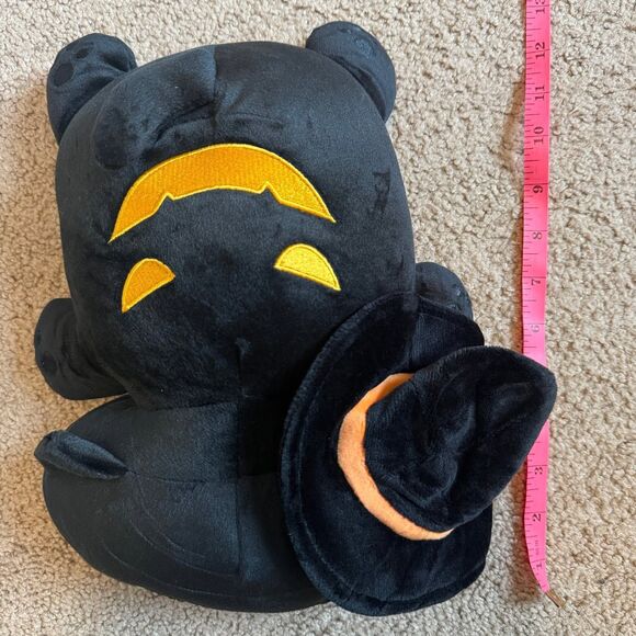 Halloween Plush Black Cat Pumpkin Stuffed Animal Pillow wearing Hat - Picture 5 of 5